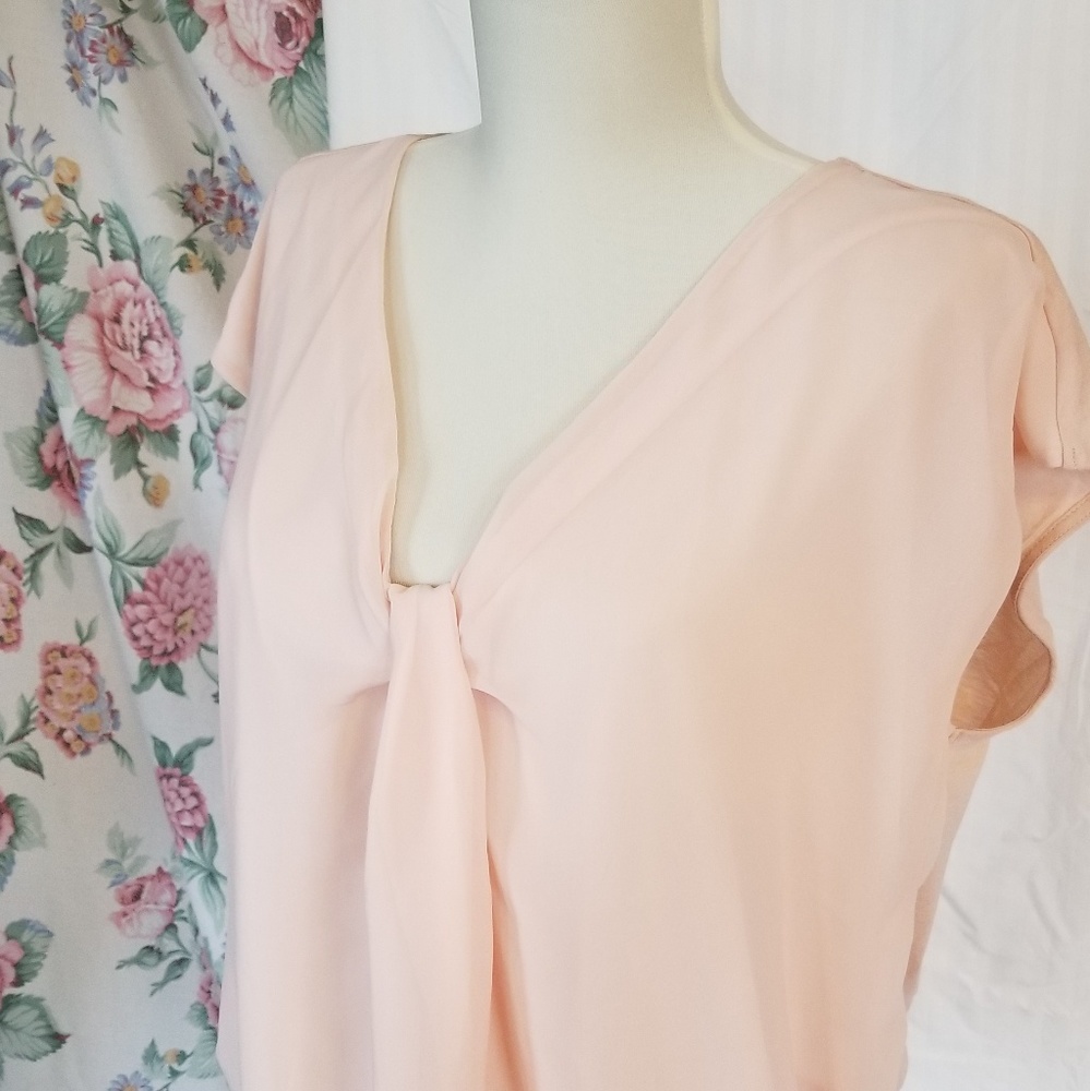 Ann Taylor Pink Chiffon Drape Blouse